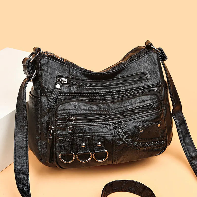 【Cumpără 1 primești 1 gratis】2024 Noua geantă Crossbody Geanta de umăr pentru mama, din piele moale spălată Geantă versatilă pentru femei