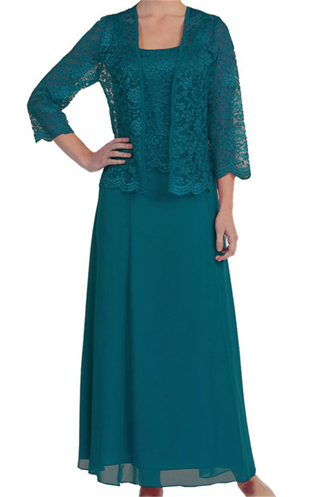 Amazon AliExpress Moda Europejski i amerykański styl Dwuczęściowy koronkowy kardigan Szyfonowa sukienka maxi Plus Size Odzież damska 9957