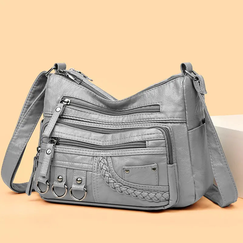 【Cumpără 1 primești 1 gratis】2024 Noua geantă Crossbody Geanta de umăr pentru mama, din piele moale spălată Geantă versatilă pentru femei