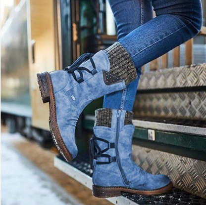 【35-43】Damskie ciepłe zimowe buty sznurowane 