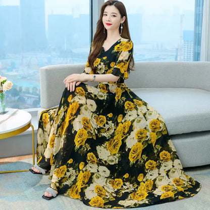【M-4XL】👗2024 nowy temperament lodowy jedwab duża sukienka spódnica 