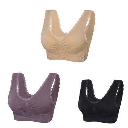 🔥Oferta specjalna (zestaw 3 sztuk) Wygodny biustonosz z koronką z przodu 