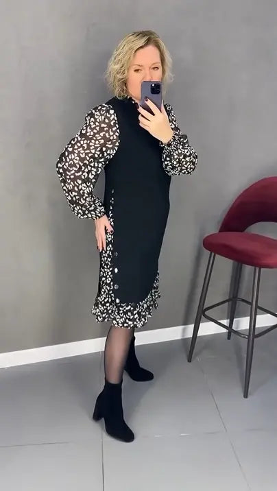 🔥🥰【S-3XL】Nowa modna zimowa sukienka w kwiaty, wygodna i ciepła 