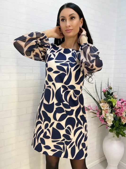 【S-3XL】Elegancka sukienka z siateczki z bufiastymi rękawami 