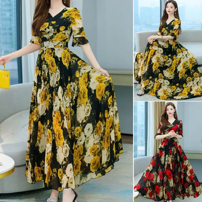 【M-4XL】👗2024 nowy temperament lodowy jedwab duża sukienka spódnica 