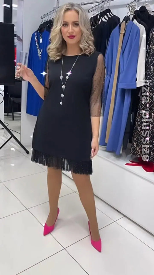 【50% ZNIŻKI】【S-3XL】2024 nowa elegancka wiosenna czarna tiulowa sukienka 