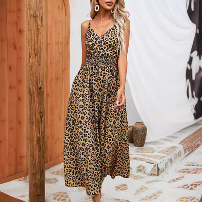 S-2XL-2024 Rochie de vară cu imprimeu leopard