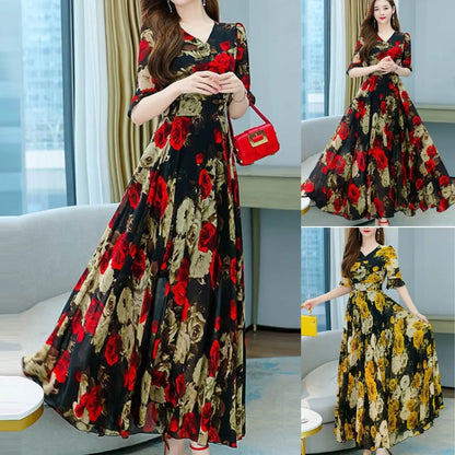 【M-4XL】👗2024 nowy temperament lodowy jedwab duża sukienka spódnica 