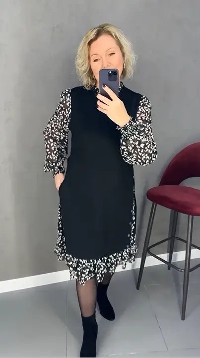 🔥🥰【S-3XL】Nowa modna zimowa sukienka w kwiaty, wygodna i ciepła 