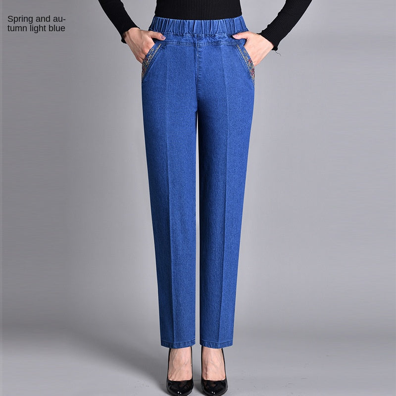 🔥【70% ZNIŻKI】【Kup 1, a 2 dostaniesz gratis】【XL-5XL】 2024 Wiosna Proste Elastyczne Damskie Jeansy Proste 