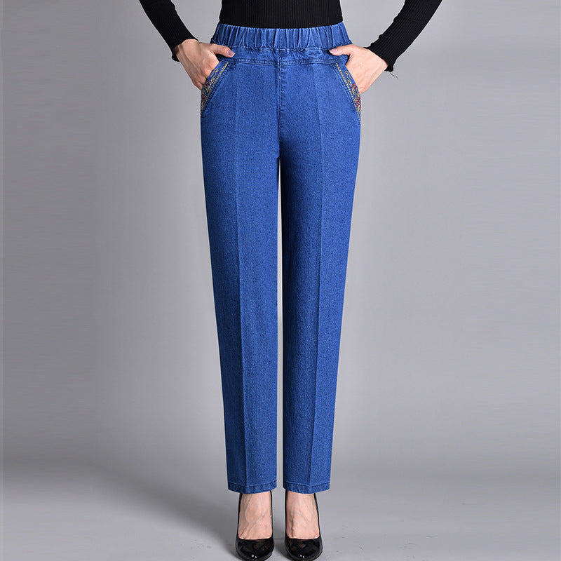 🔥【70% ZNIŻKI】【Kup 1, a 2 dostaniesz gratis】【XL-5XL】 2024 Wiosna Proste Elastyczne Damskie Jeansy Proste 