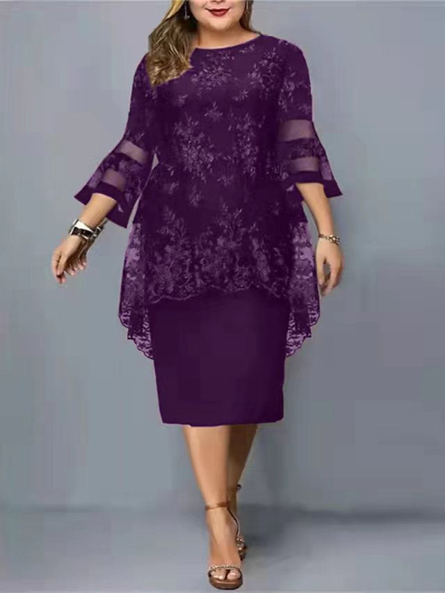 Koronkowa haftowana mozaika dwuczęściowa elegancka wieczorowa sukienka 