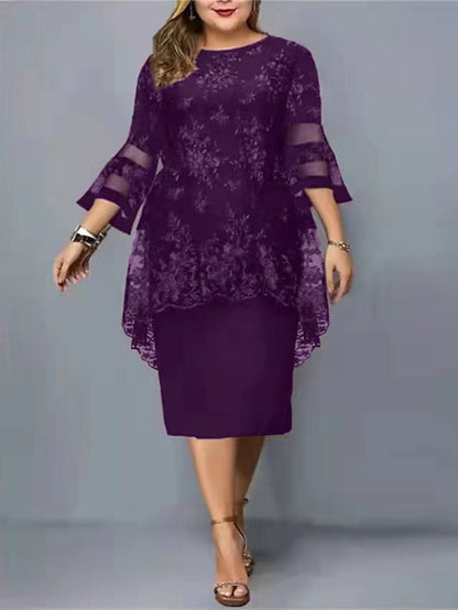 Koronkowa haftowana mozaika dwuczęściowa elegancka wieczorowa sukienka 