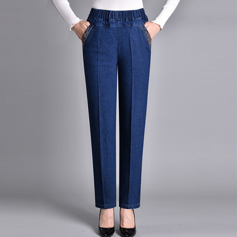 🔥【70% ZNIŻKI】【Kup 1, a 2 dostaniesz gratis】【XL-5XL】 2024 Wiosna Proste Elastyczne Damskie Jeansy Proste 