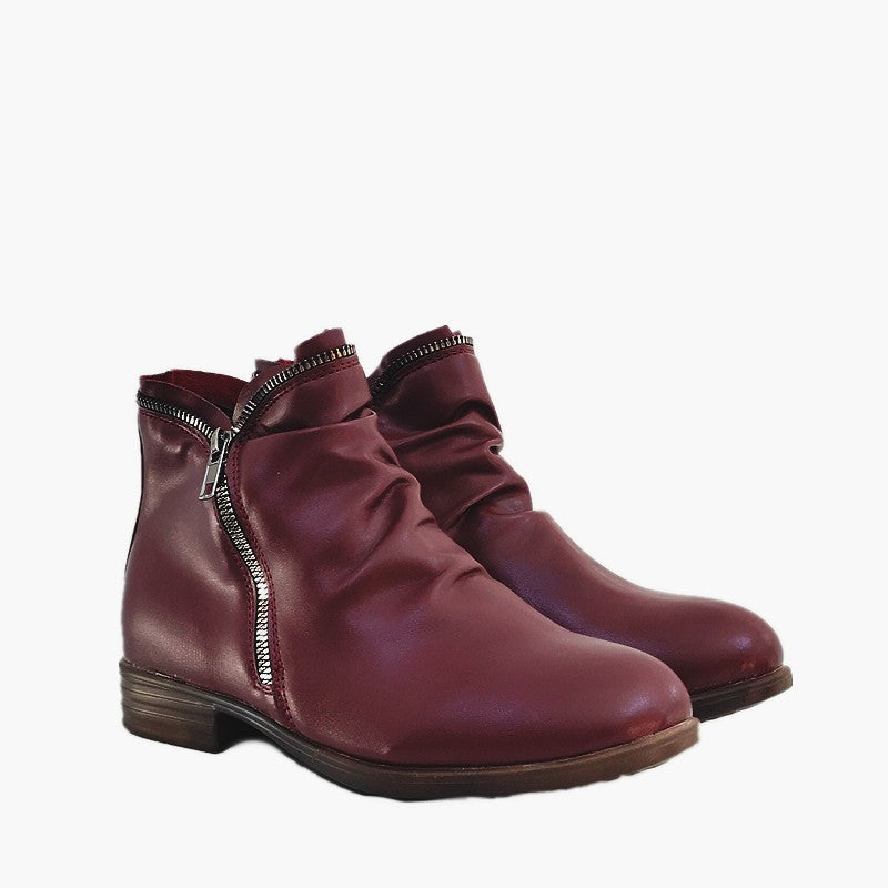 【35-44】Noul stil rotund deget de la picior pătrat toc pătrat dublu fermoar lateral cizme Martin pentru femei