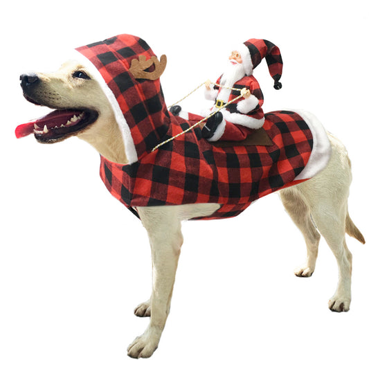 Pet Dog Christmas Costume Santa Claus a Hacking Outfit Christmas Pet Clothes Riding Deer Outfit Pet Christmas Product
