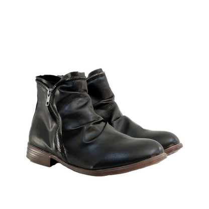 【35-44】Noul stil rotund deget de la picior pătrat toc pătrat dublu fermoar lateral cizme Martin pentru femei