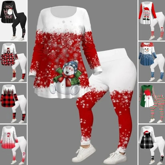 [L-5XL]Bożonarodzeniowy kreatywny 3D cyfrowy druk swobodny luźny okrągły dekolt damski garnitur